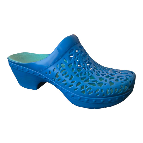 Dansko Pippa Floral Laser Cut Out Jelly Clogs 37/7 Rubber Molded Mules Comfy - Picture 1 of 12